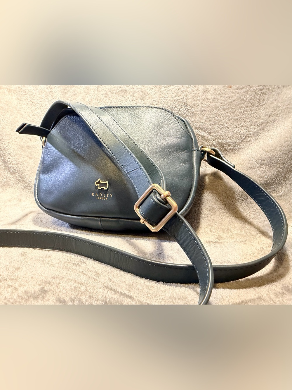 RADLEY LONDON Dark Blue Leather Crossbody with Gold Hardware - Picture 3 of 10